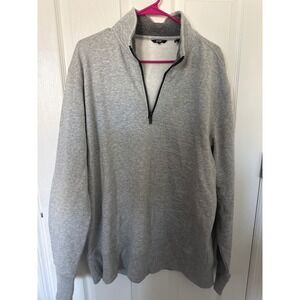 DKNY Mens Pullover Sweatshirt XL Gray Quarter Zip Long Sleeve Casual Top